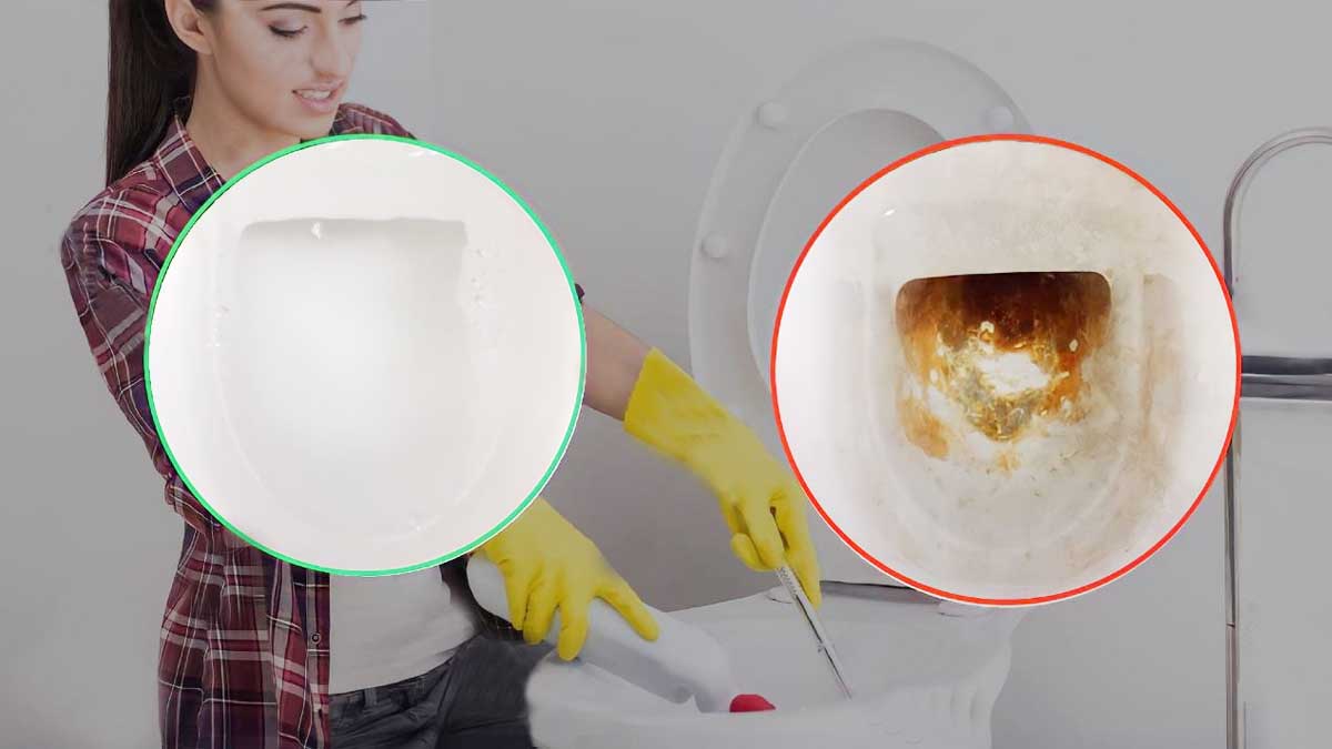 Calcaire dans la cuvette des toilettes éliminez les traces jaunes avec ce produit